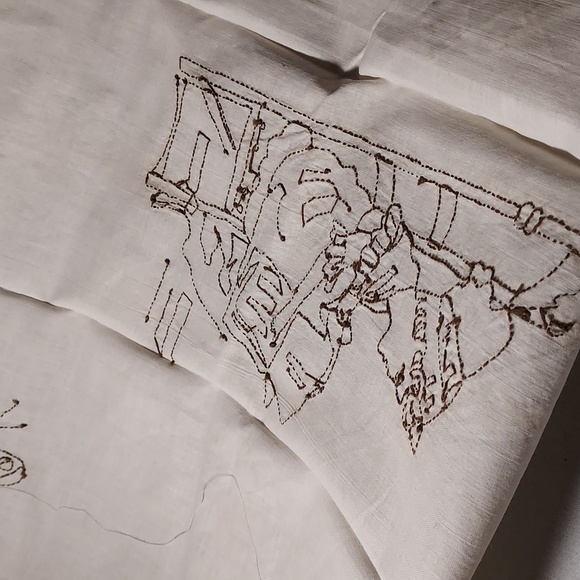 Handmade Embroidered Table Scarfs Women Pictured Black Embrodery - Picture 8 of 10